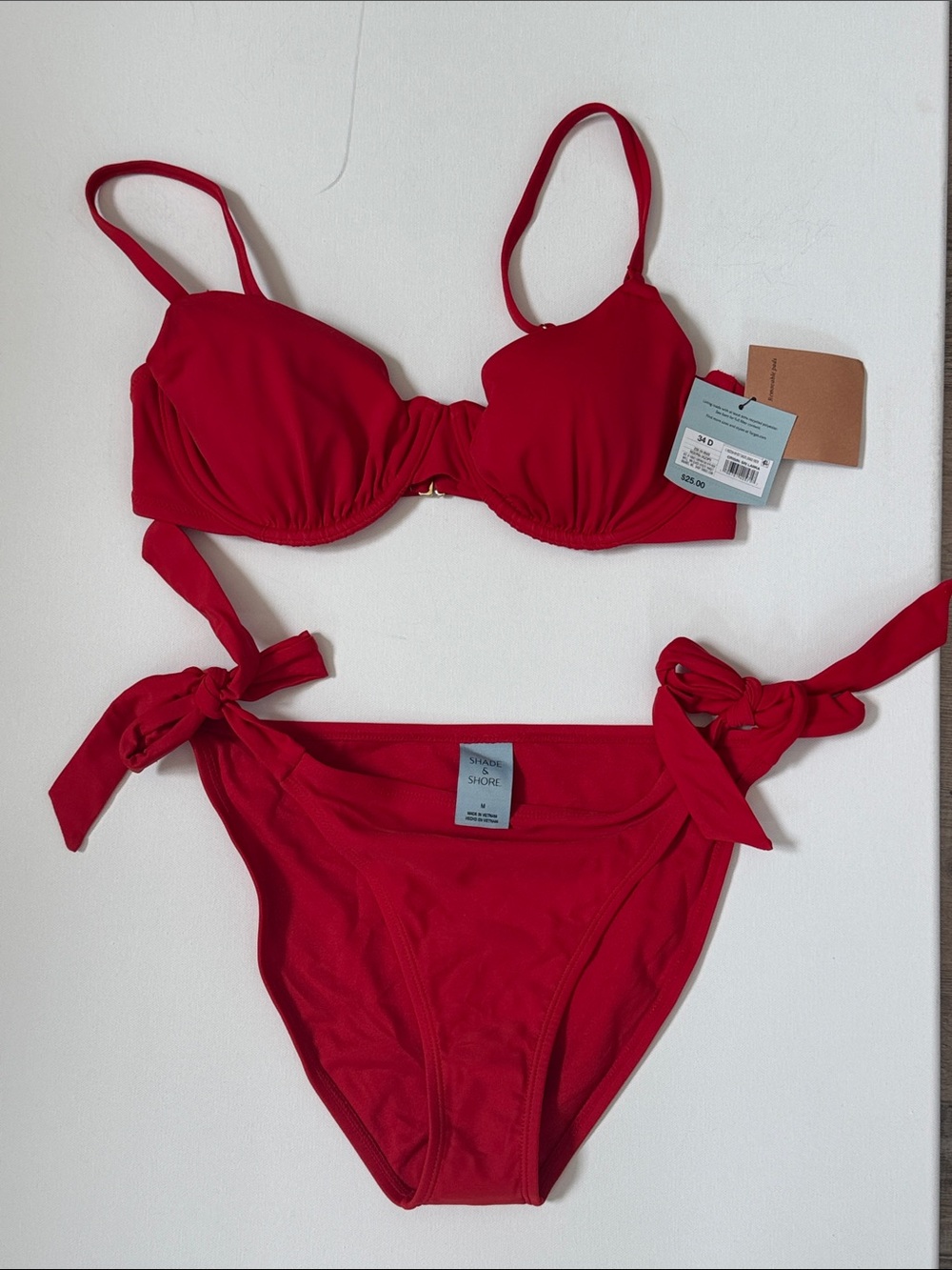 Shade & Shore Red Tie-Side Underwire Bikini Set